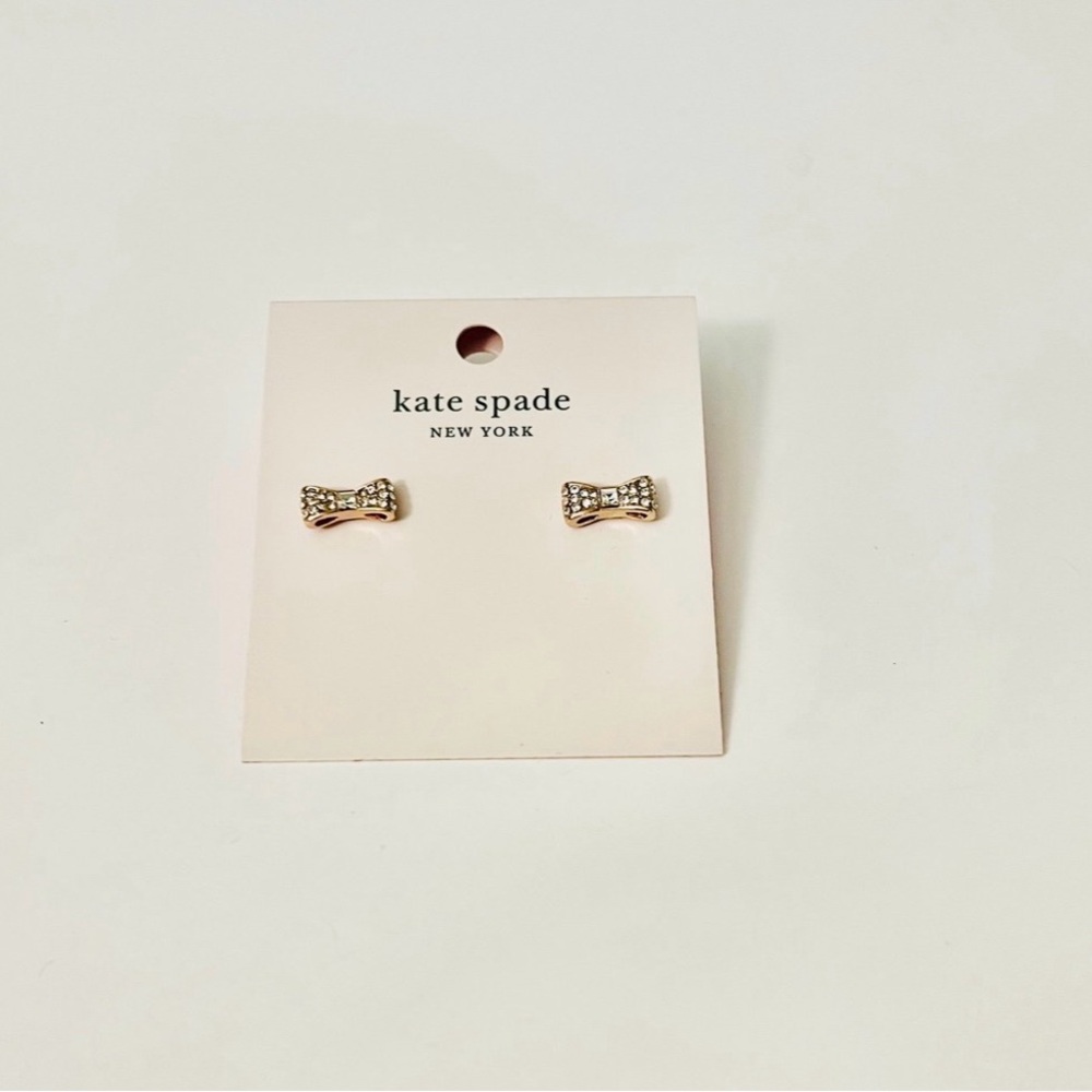 Kate Spade Clear Rose Gold Ready Set Bow Earrings